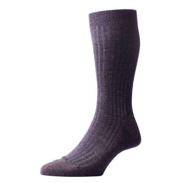 Pantherella Grey Laburnum Rib Merino Wool Socks 