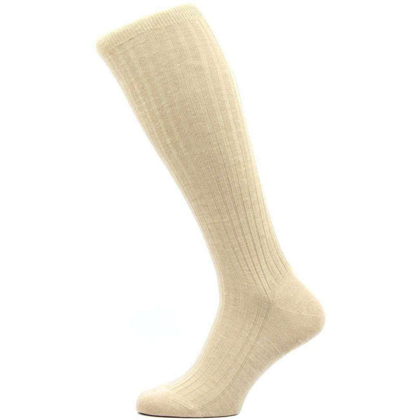 Pantherella Khaki Laburnum Rib Over the Calf Merino Wool Socks 