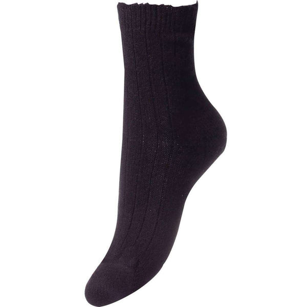 Pantherella Black Tabitha Rib Cashmere Socks 