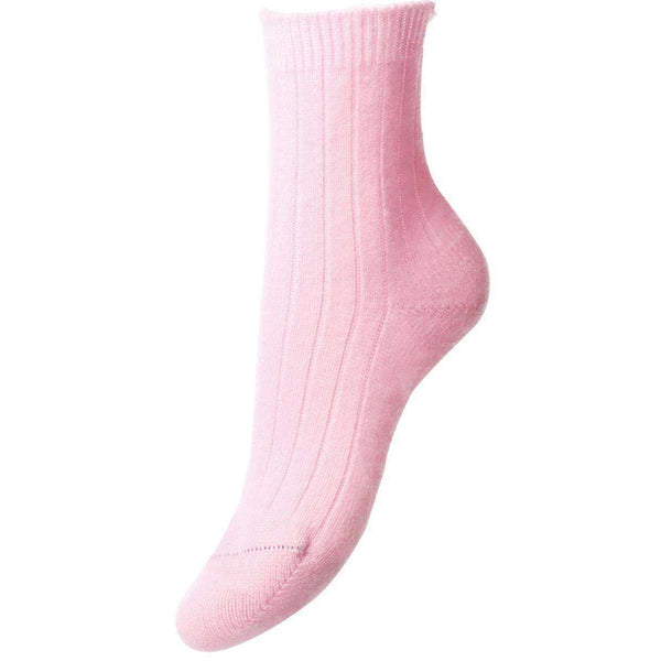 Pantherella Pink Tabitha Rib Cashmere Socks 