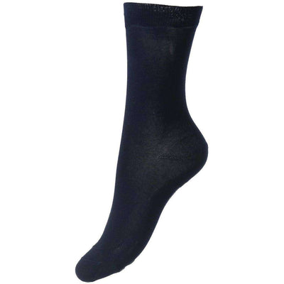 Pantherella Navy Poppy Flat Knit Cotton Lisle Socks 