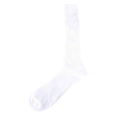 Pantherella White Danvers Rib Over the Calf Cotton Lisle Socks 