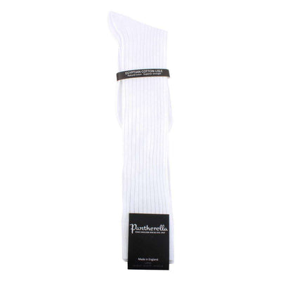 Pantherella White Danvers Rib Over the Calf Cotton Lisle Socks 