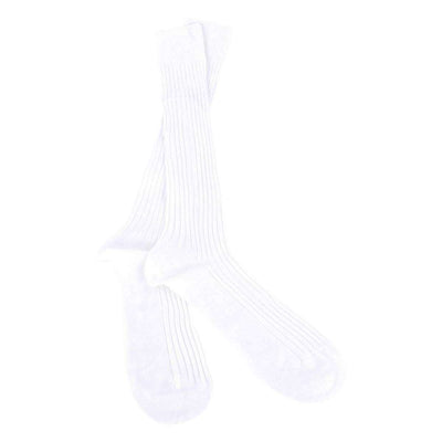 Pantherella White Danvers Rib Over the Calf Cotton Lisle Socks 