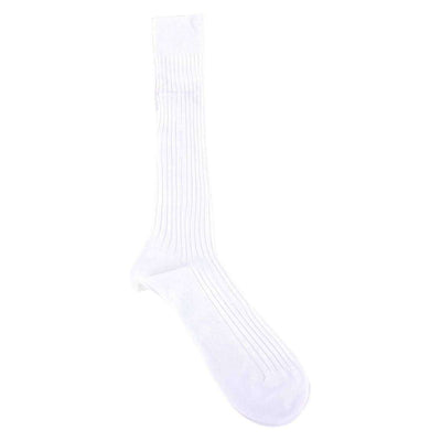 Pantherella White Danvers Rib Over the Calf Cotton Lisle Socks 