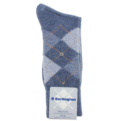 Burlington Grey Preston Argyle Socks 