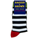 Bassin and Brown Black Hooded Striped Contrasting Heel and Toe Socks 