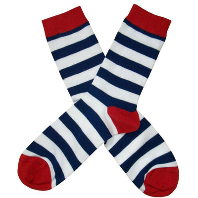 Bassin and Brown Navy Hooded Striped Contrasting Heel and Toe Socks 
