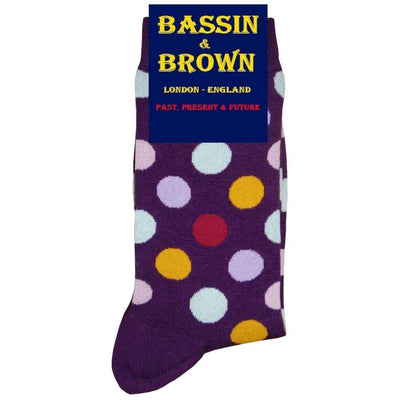 Bassin and Brown Purple Multi Spot Socks 