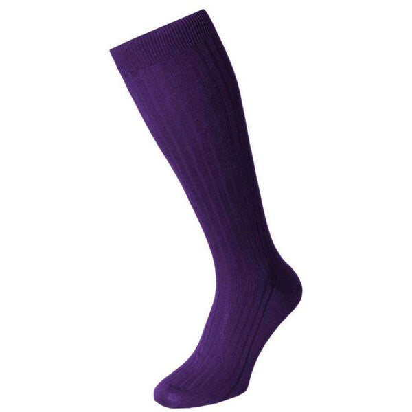 Pantherella Purple Danvers Cotton Lisle Over the Calf Socks 