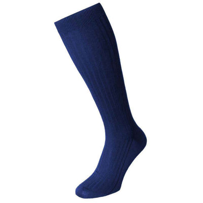 Pantherella Blue Danvers Cotton Lisle Over the Calf Socks 
