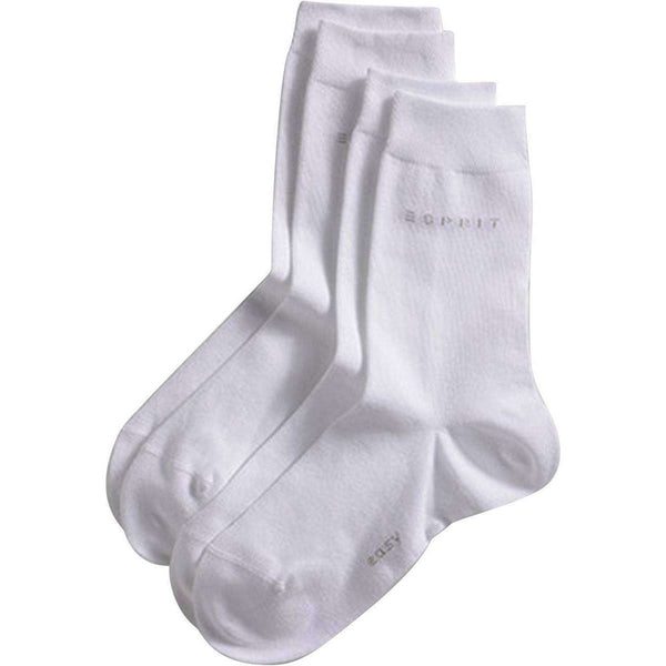 Esprit White Basic Easy 2 Pack Mid-Calf Socks 