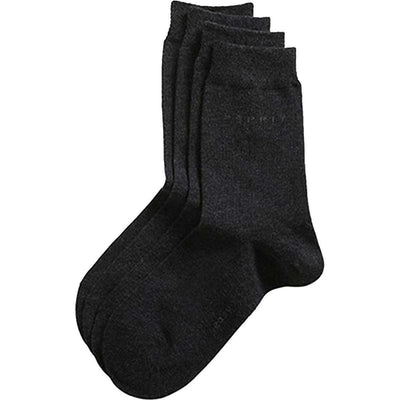 Esprit Grey Basic Easy 2 Pack Mid-Calf Socks 