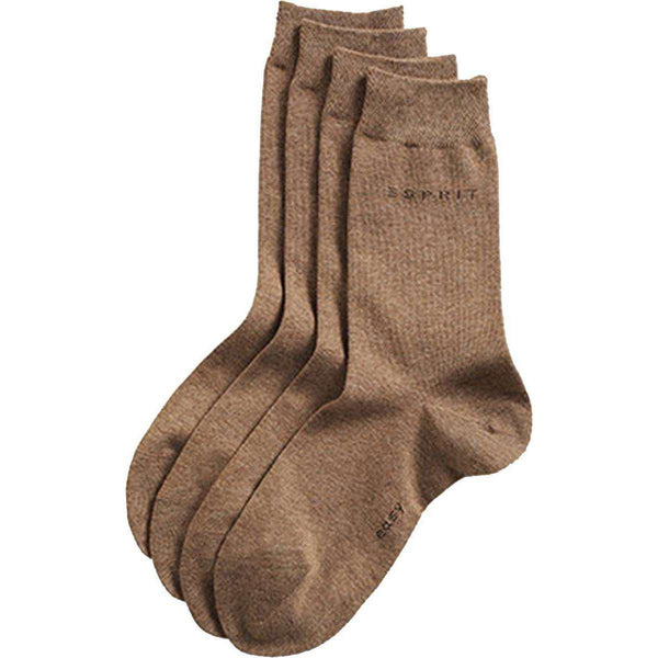 Esprit Brown Basic Easy 2 Pack Mid-Calf Socks 
