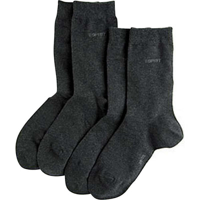 Esprit Grey Basic Fine Knit Mid-Calf 2 Pack Socks 