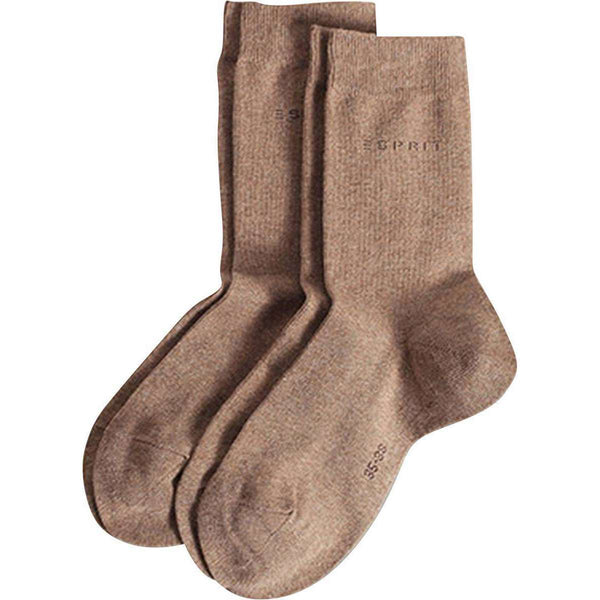 Esprit Brown Basic Fine Knit Mid-Calf 2 Pack Socks 
