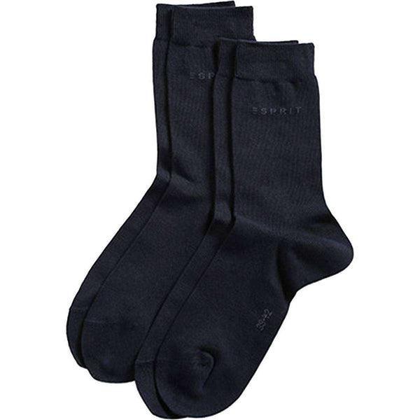 Esprit Navy Basic Fine Knit Mid-Calf 2 Pack Socks 