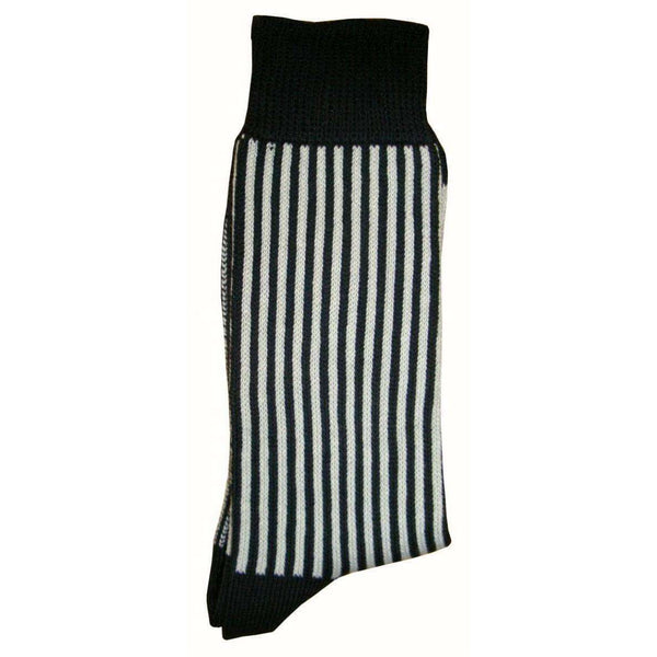 Bassin and Brown Black Vertical Stripe Midcalf Socks 