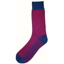 Bassin and Brown Navy Vertical Stripe Midcalf Socks 