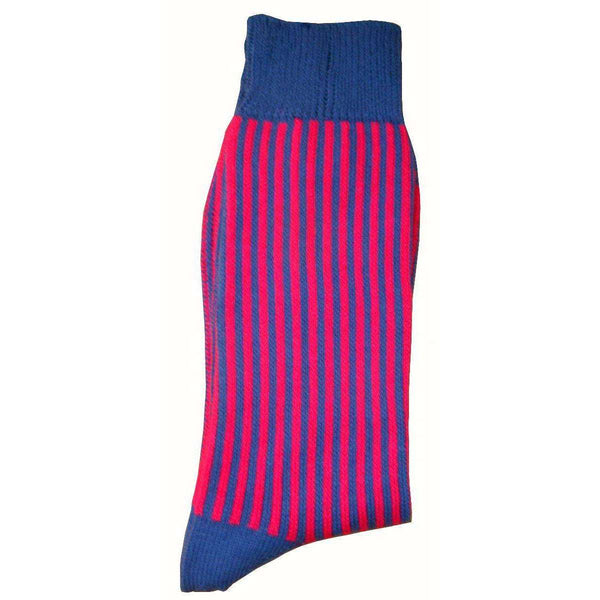 Bassin and Brown Navy Vertical Stripe Midcalf Socks 
