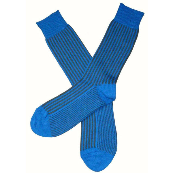 Bassin and Brown Blue Vertical Stripe Midcalf Socks 