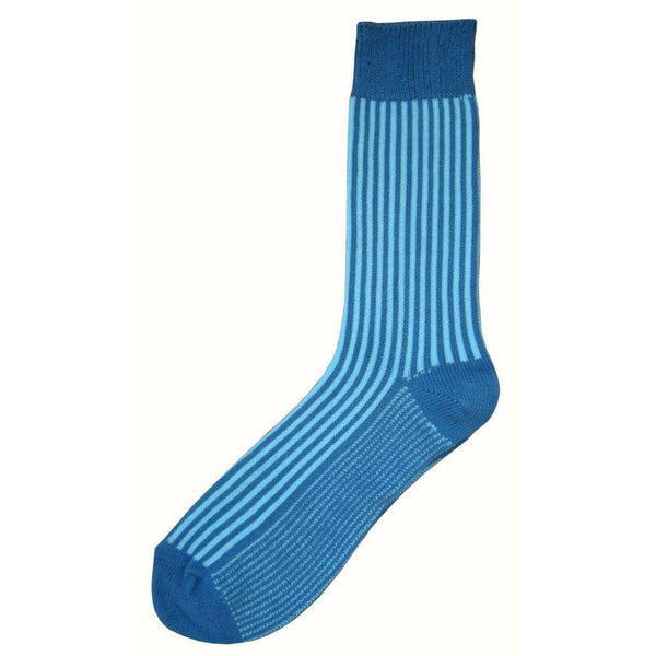 Bassin and Brown Blue Vertical Stripe Midcalf Socks 