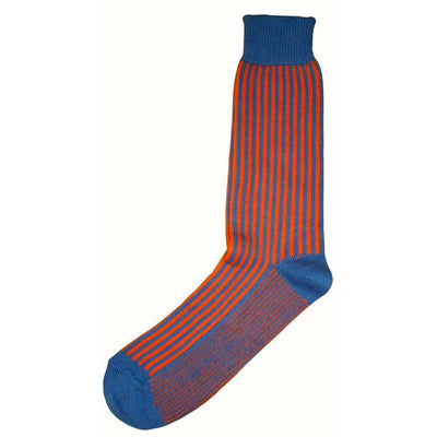 Bassin and Brown Blue Vertical Stripe Midcalf Socks 