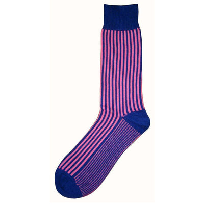 Bassin and Brown Navy Vertical Stripe Midcalf Socks 