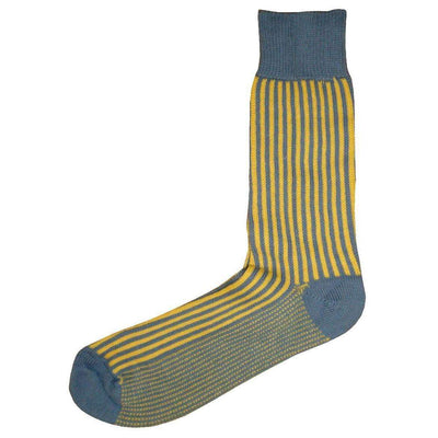 Bassin and Brown Grey Vertical Stripe Midcalf Socks 