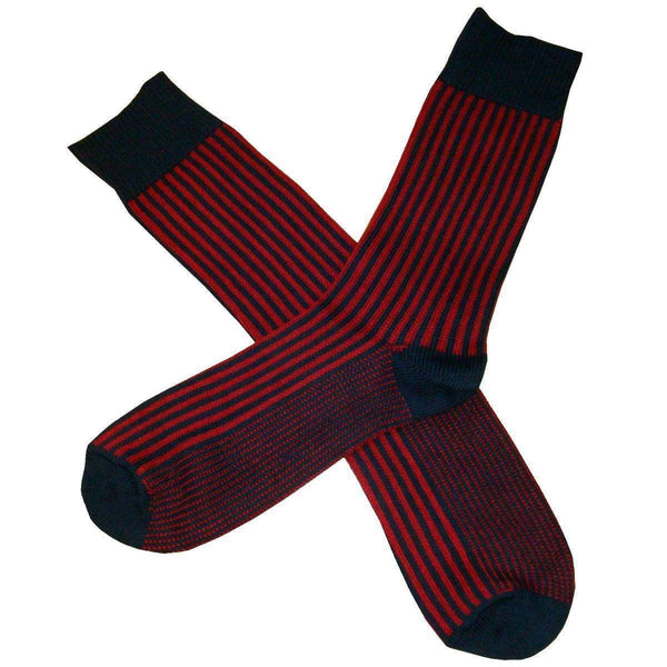 Bassin and Brown Navy Vertical Stripe Midcalf Socks 