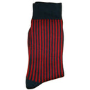 Bassin and Brown Navy Vertical Stripe Midcalf Socks 