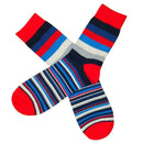 Bassin and Brown Red Medium and Thin Stripe Midcalf Socks 