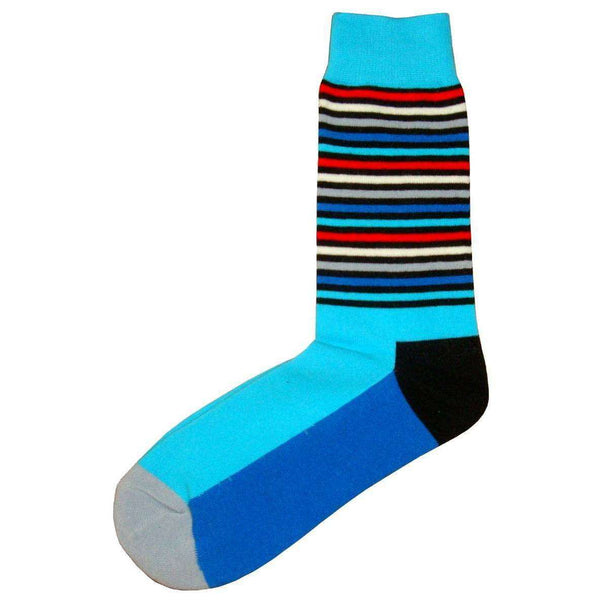 Bassin and Brown Blue Thin Multi Stripe Midcalf Socks 