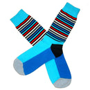 Bassin and Brown Blue Thin Multi Stripe Midcalf Socks 