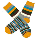 Bassin and Brown Gold Medium and Thin Stripe Midcalf Socks 