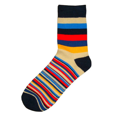 Bassin and Brown Navy Medium and Thin Stripe Midcalf Socks 