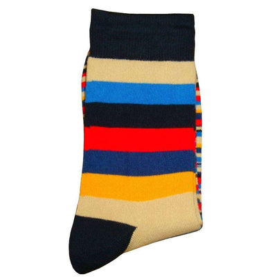 Bassin and Brown Navy Medium and Thin Stripe Midcalf Socks 