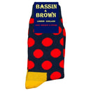 Bassin and Brown Navy Contrast Heel and Toe Spotted Socks 