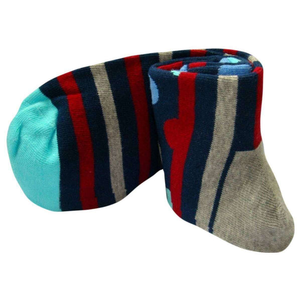 Bassin and Brown Navy Contrast Heel and Toe Striped Socks 