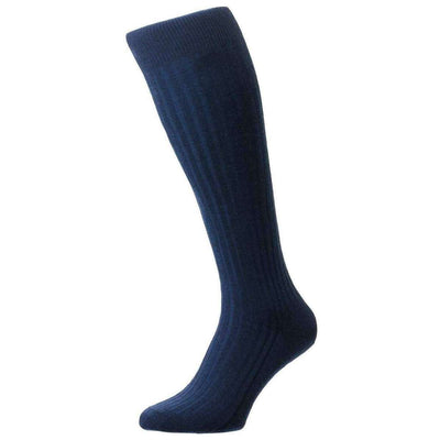 Pantherella Blue Laburnum Merino Wool Over the Calf Socks