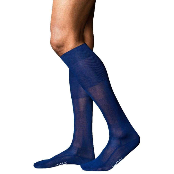 Falke Blue No9 Pure Fil d'Ecosse Smooth Flat Knit Knee High Socks
