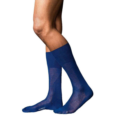 Falke Blue No10 Pure Fil d'Ecosse Smooth Ribbed Knit Socks