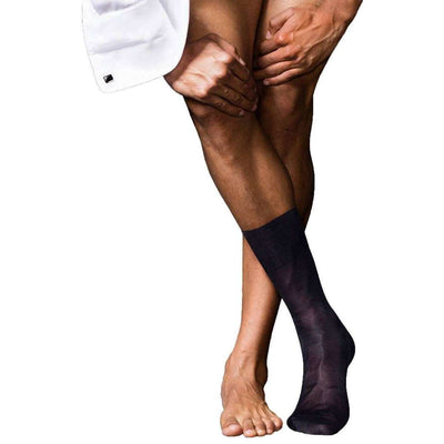 Falke Navy No4 Pure Silk Midcalf Socks