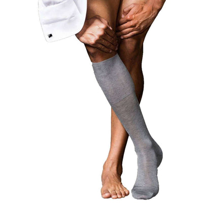Falke Grey No9 Pure Fil d'Ecosse Smooth Flat Knit Knee High Socks