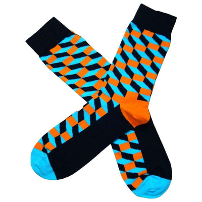 Bassin and Brown Blue Opitical Check Socks