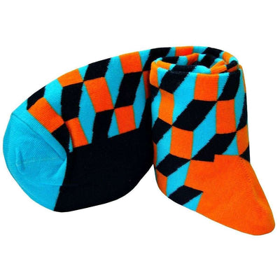 Bassin and Brown Blue Opitical Check Socks