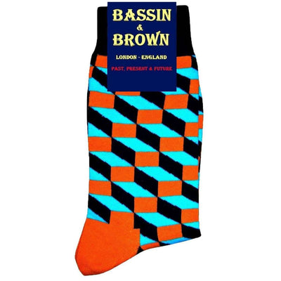 Bassin and Brown Blue Opitical Check Socks