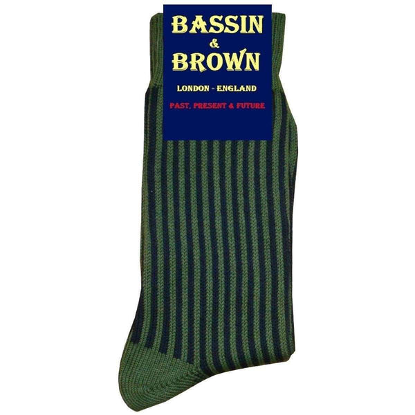 Bassin and Brown Green Vertical Striped Socks