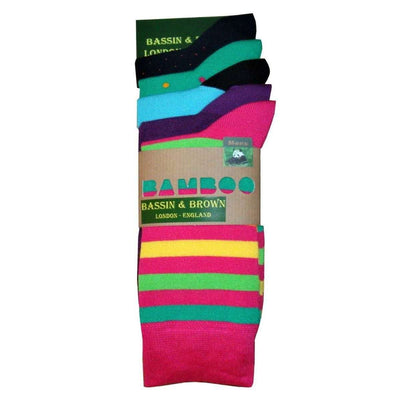 Bassin and Brown Multi-colour 5 Pack Assorted Bamboo Socks