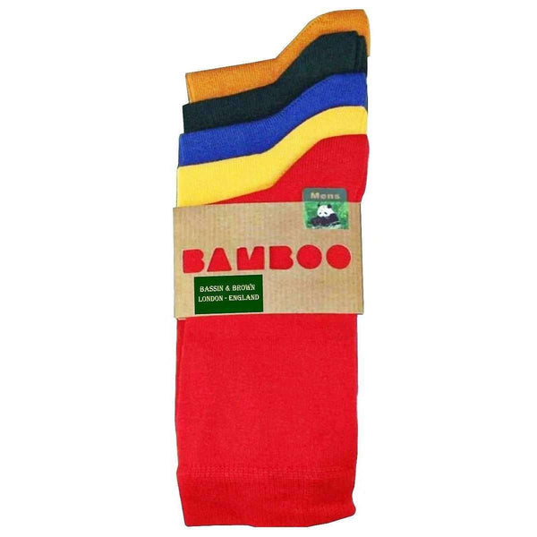 Bassin and Brown Red 5 Pack Plain Bamboo Socks